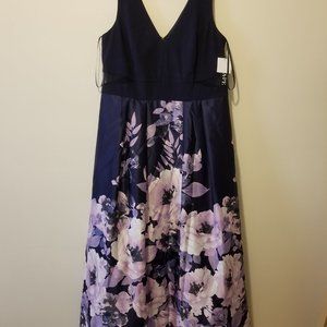 Xscape Navy Floral Long Dress NEW